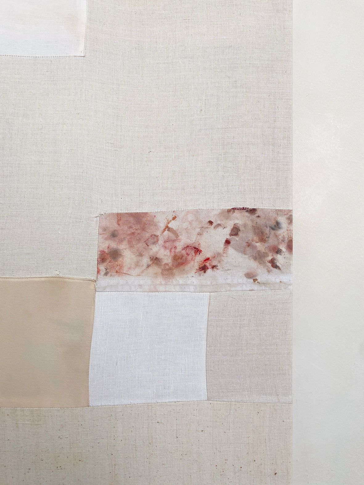 an original artwork by alexia gilbert featuring reclaimed vintage fabrics and abstract painterly elements