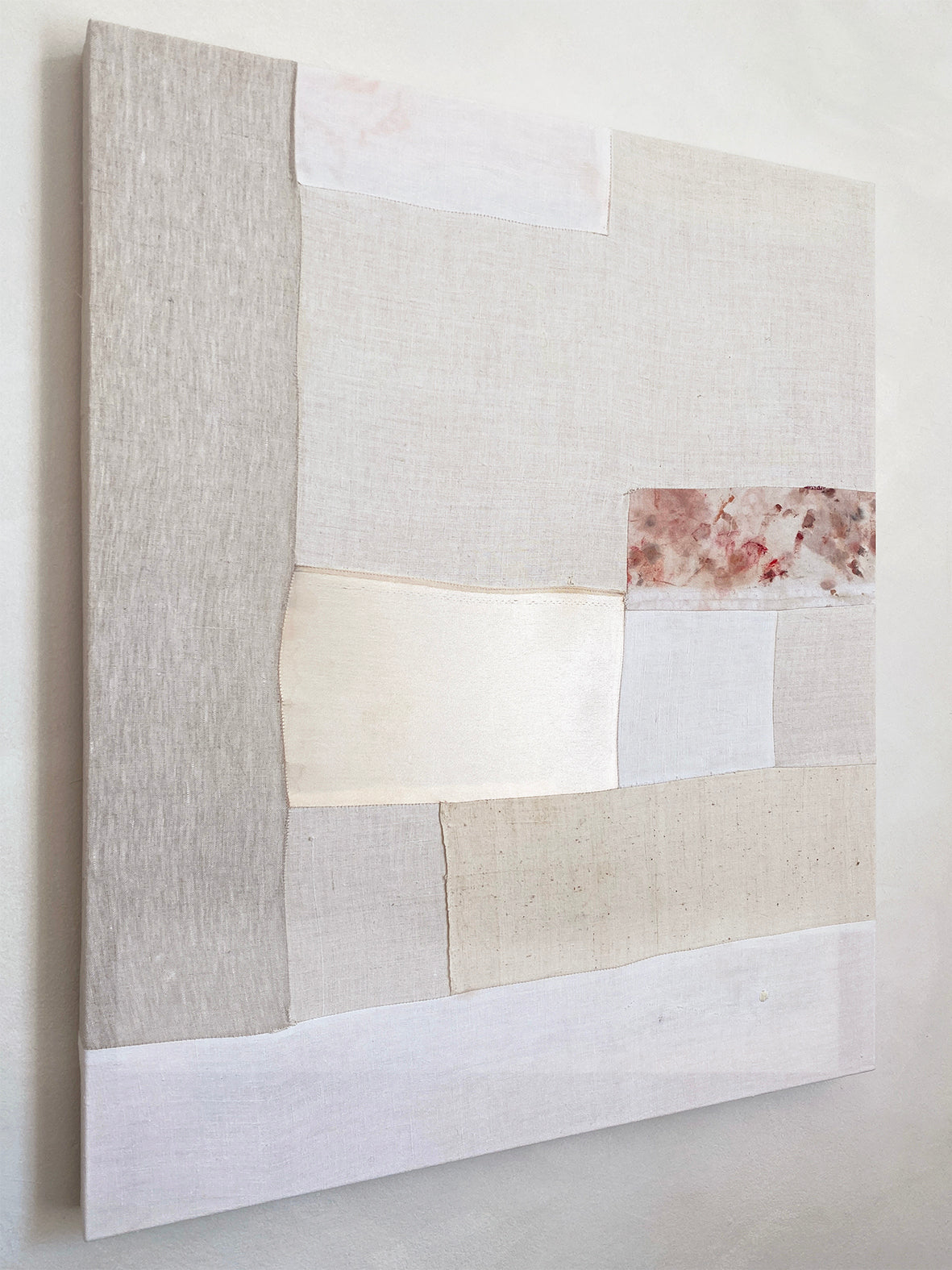 an original artwork by alexia gilbert featuring reclaimed vintage fabrics and abstract painterly elements