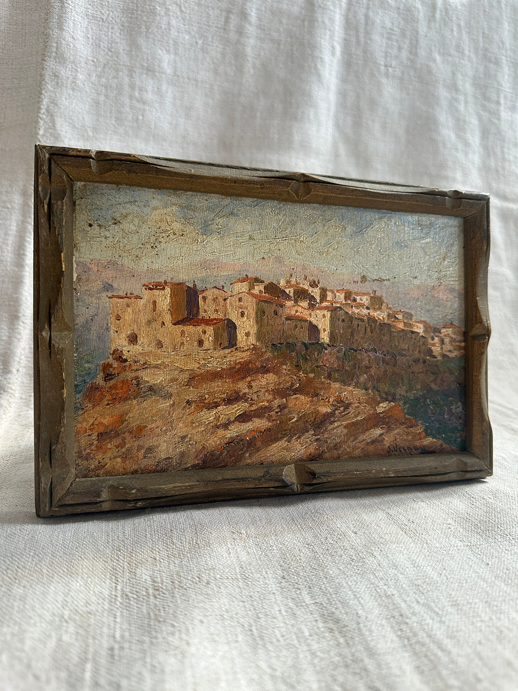 ‘Tourrettes-sur-Loup' - an Antique French oil painting