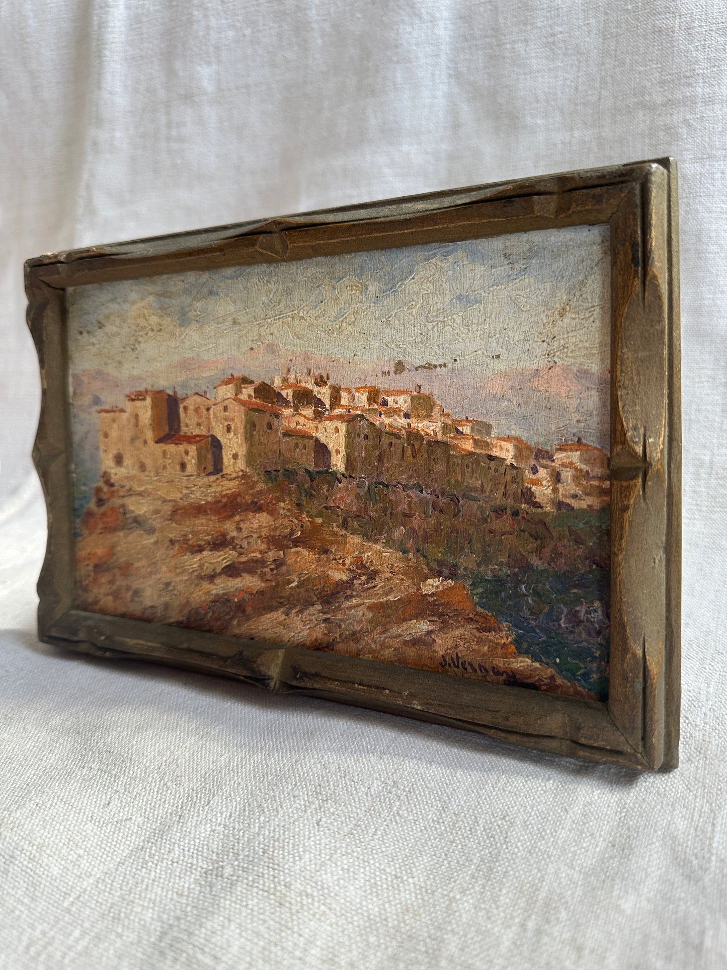 ‘Tourrettes-sur-Loup' - an Antique French oil painting