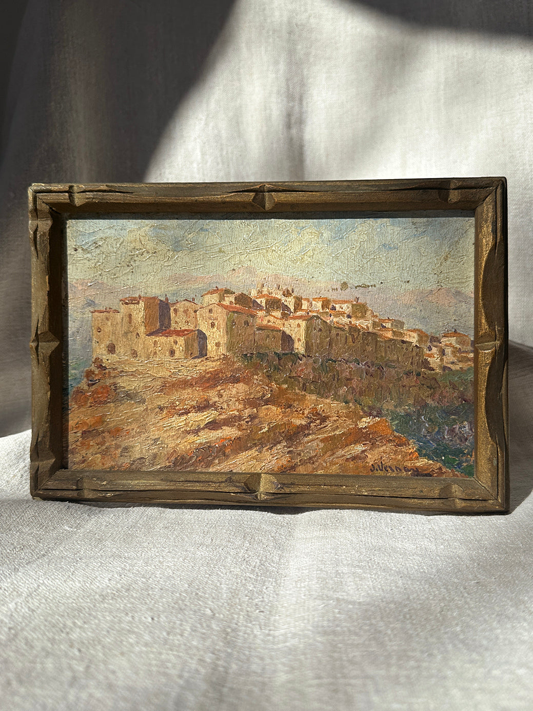 ‘Tourrettes-sur-Loup' - an Antique French oil painting