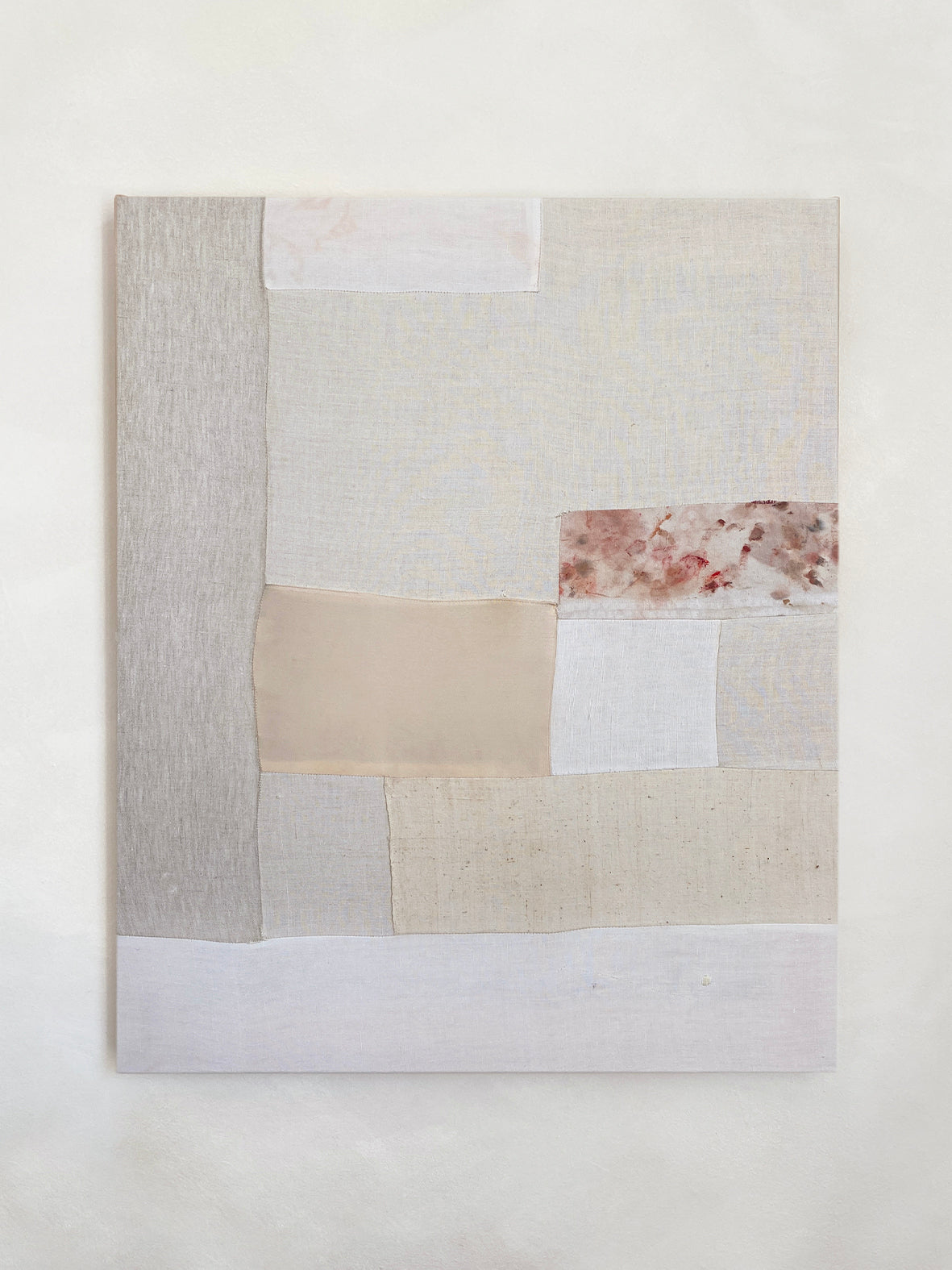 an original artwork by alexia gilbert featuring reclaimed vintage fabrics and abstract painterly elements