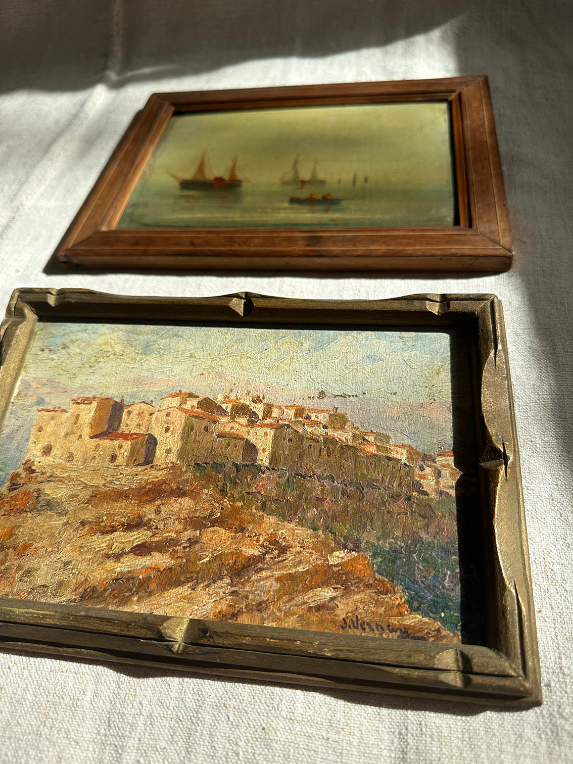 ‘Tourrettes-sur-Loup' - an Antique French oil painting