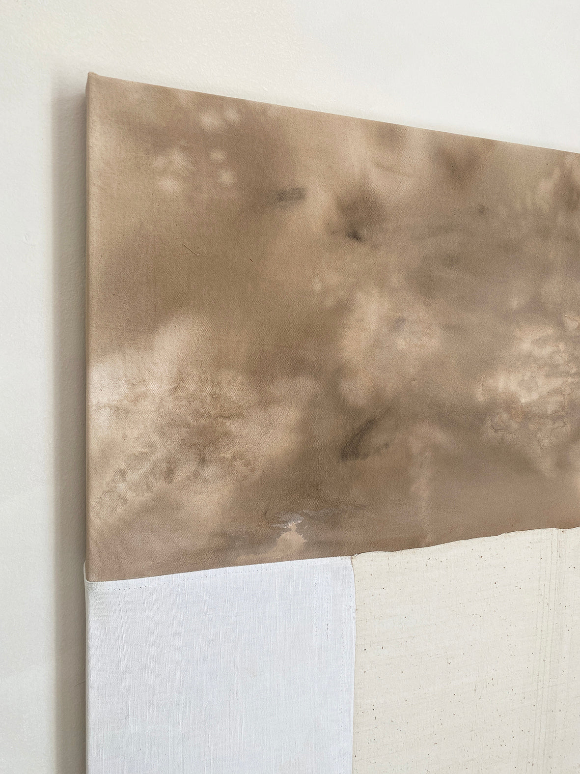 an original artwork by alexia gilbert featuring reclaimed vintage fabrics and abstract painterly elements