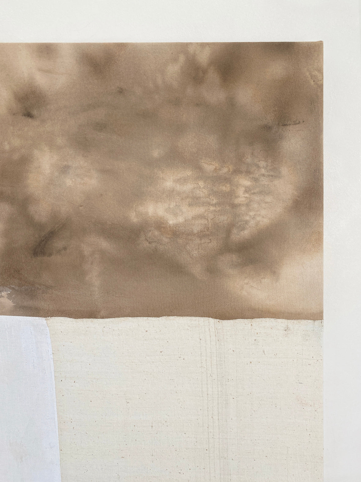 an original artwork by alexia gilbert featuring reclaimed vintage fabrics and abstract painterly elements