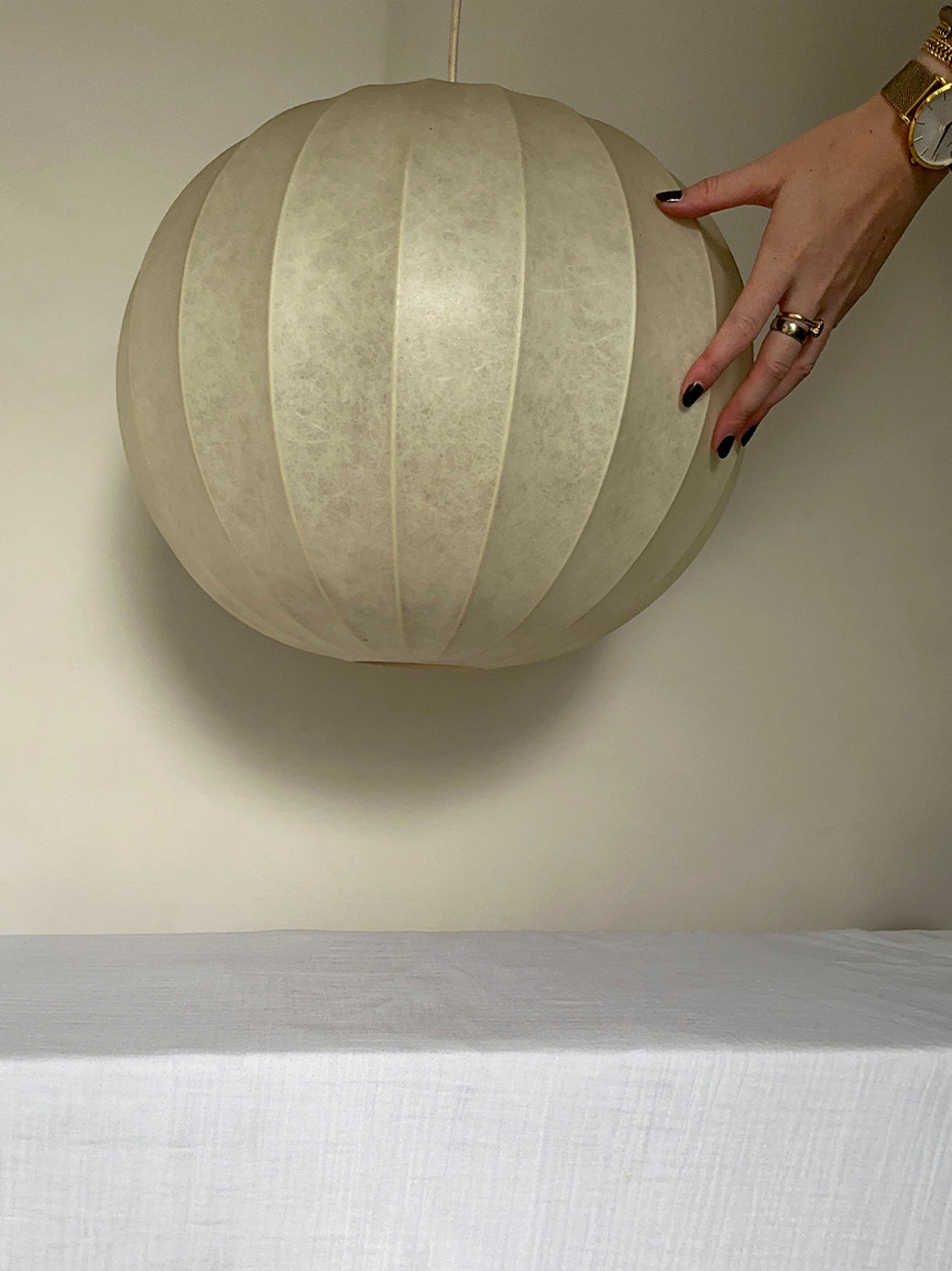 an iconic midcentury modern pendant light designed by Achille Castiglioni, Italy 1960s