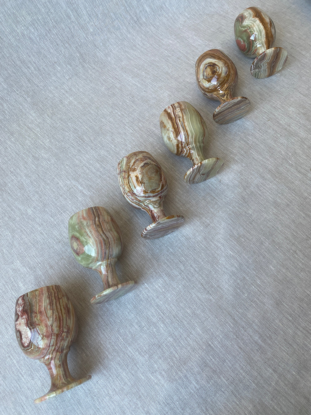 set of six vintage onyx wine goblets