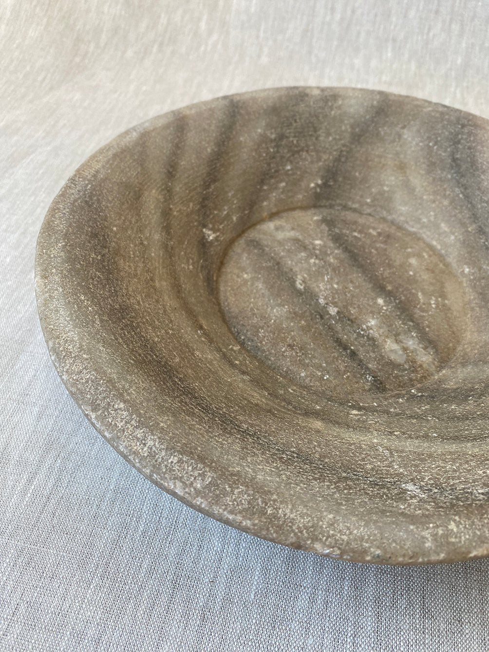 a large vintage marble bowl hand carved in Indian marble