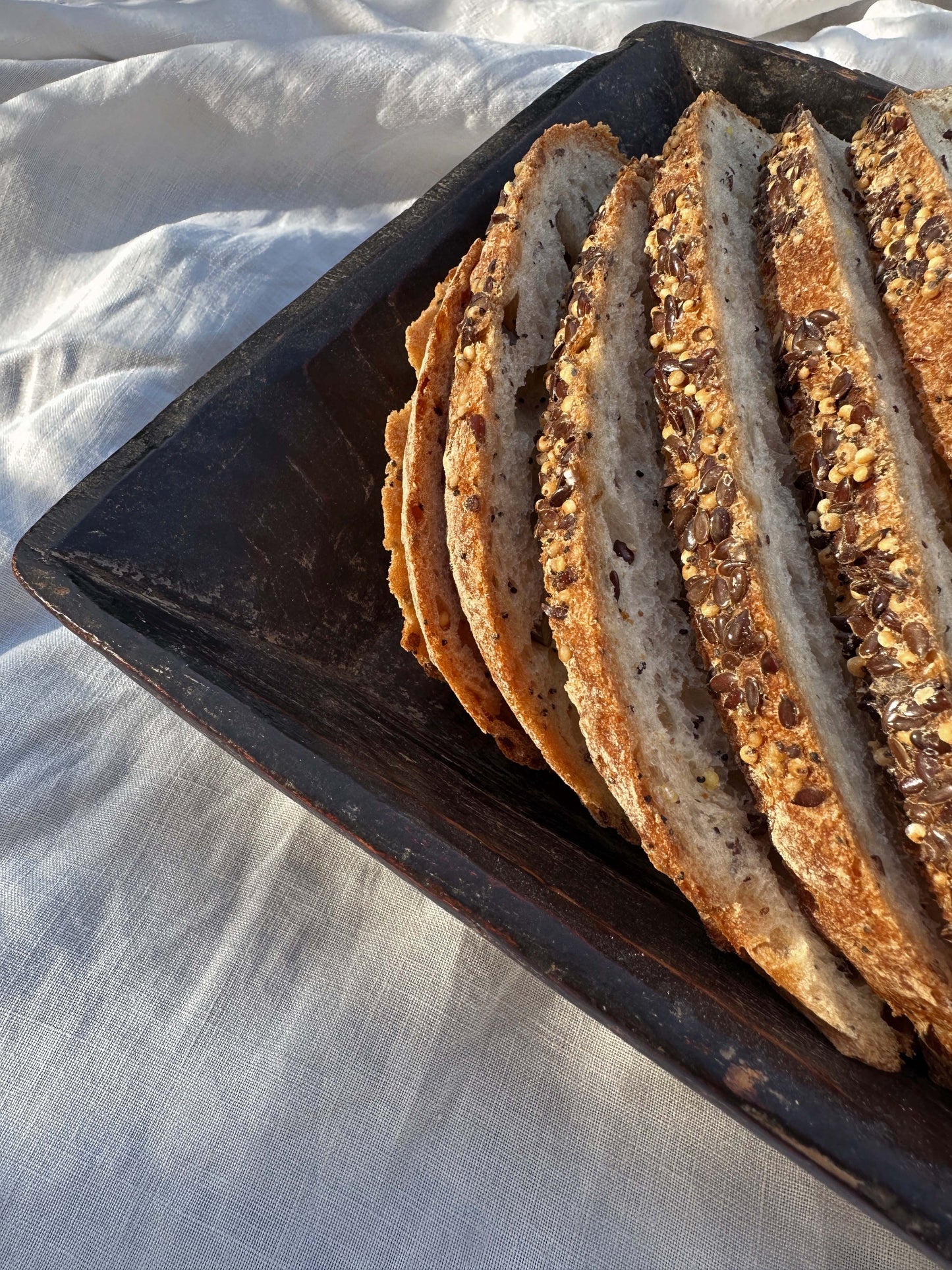 Tapered antique wooden tray