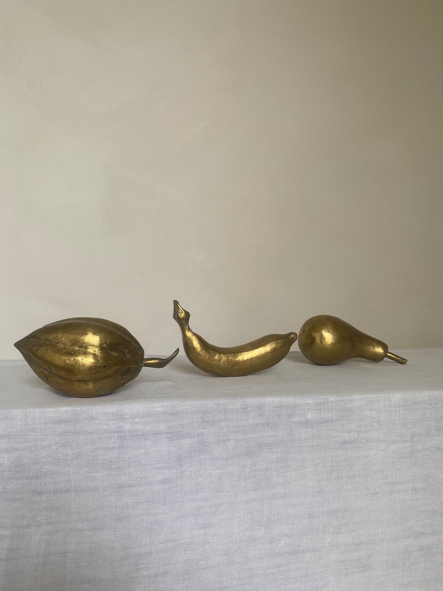 Set of solid bronze antique fruit