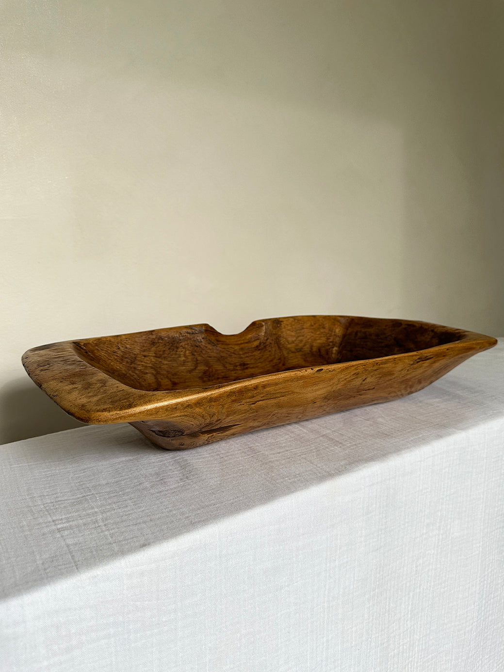 a primitive antique dough trough in hand carved wabi sabi wood