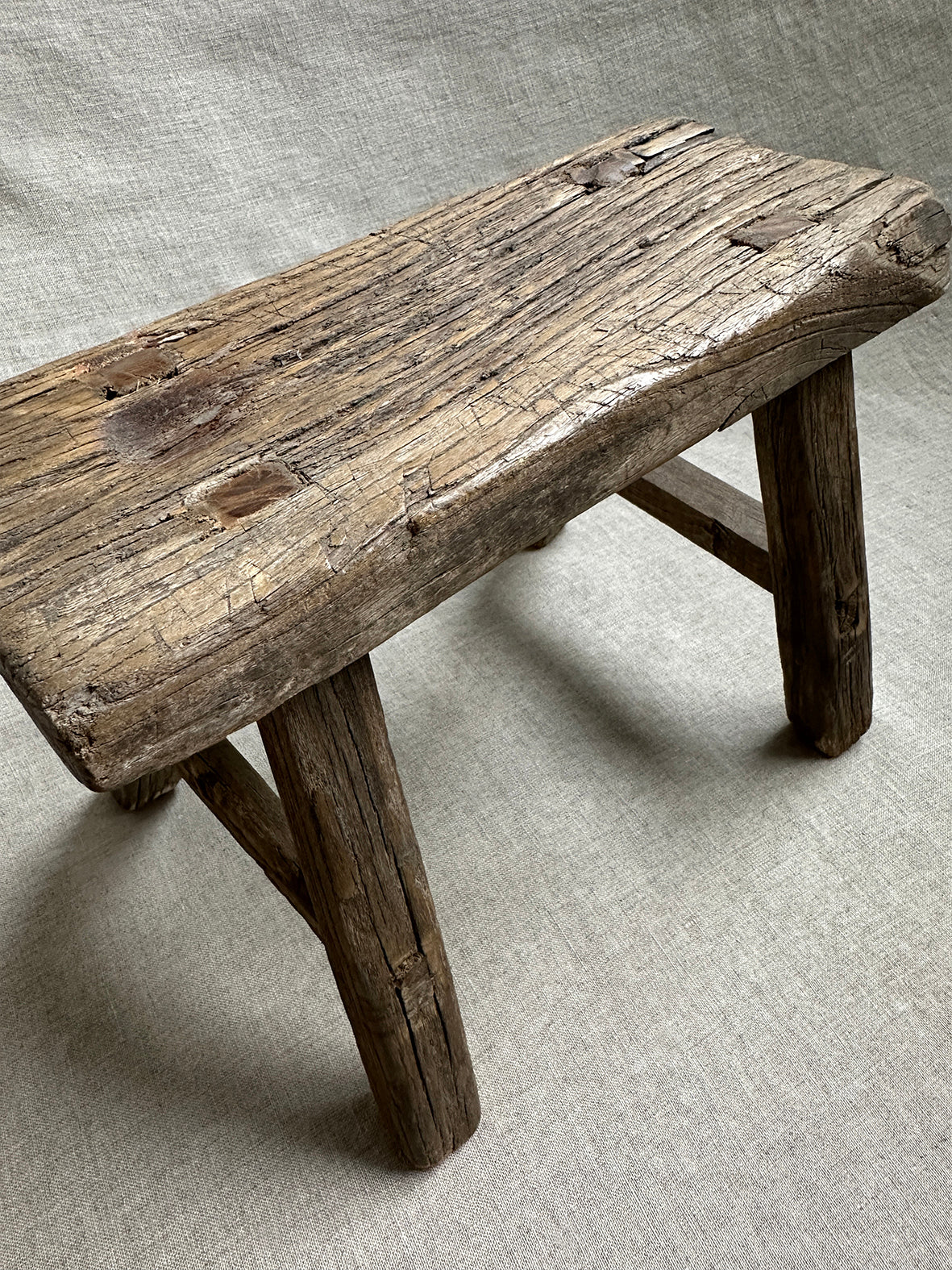 Antique elm wood stool