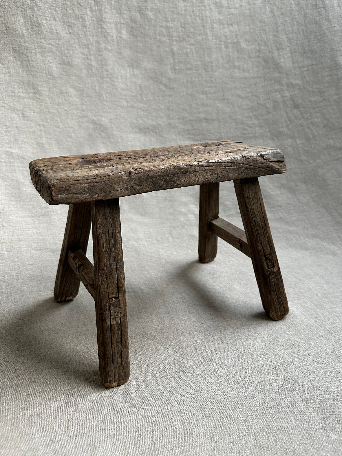 Antique elm wood stool