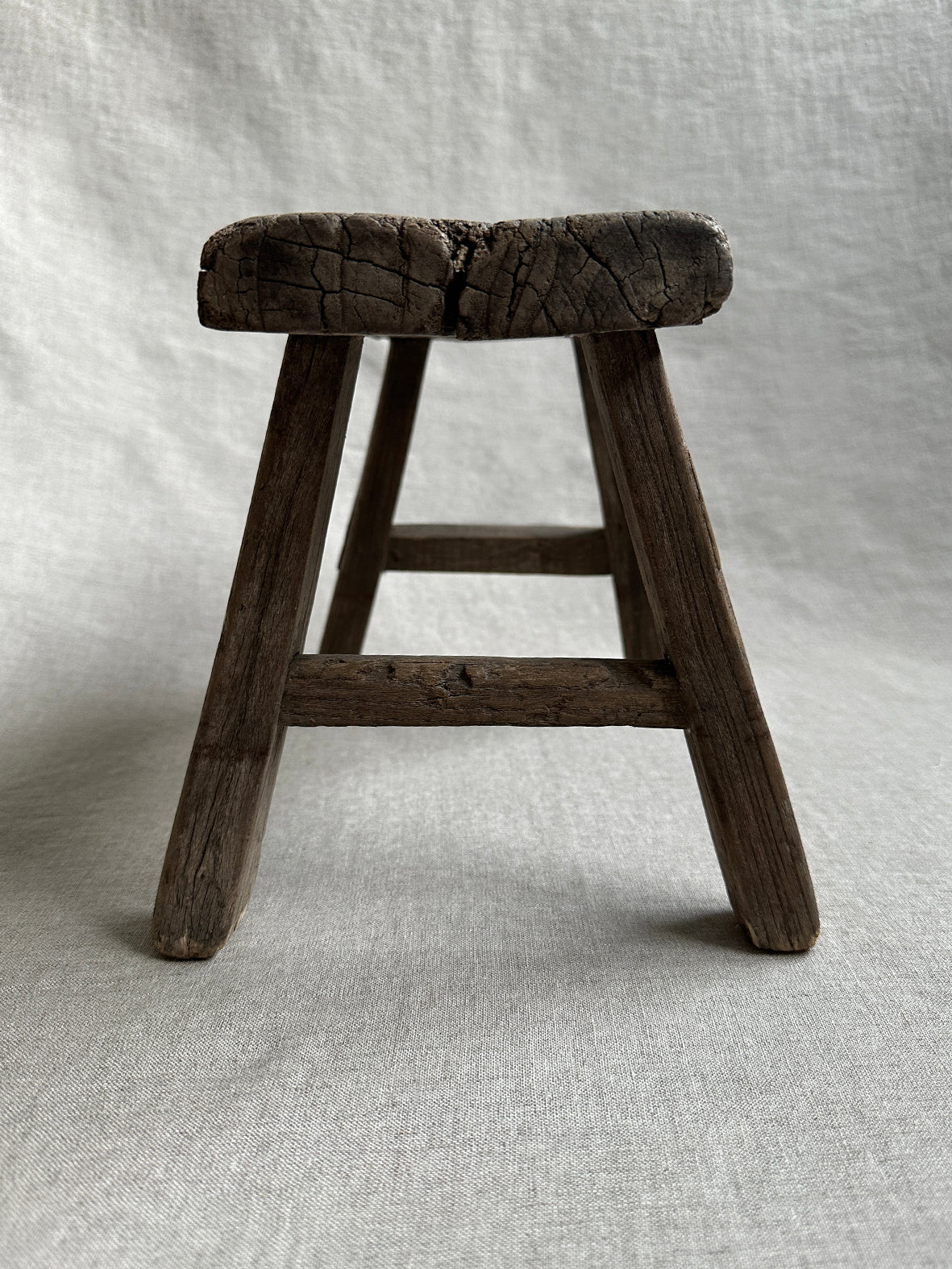 Antique elm wood stool