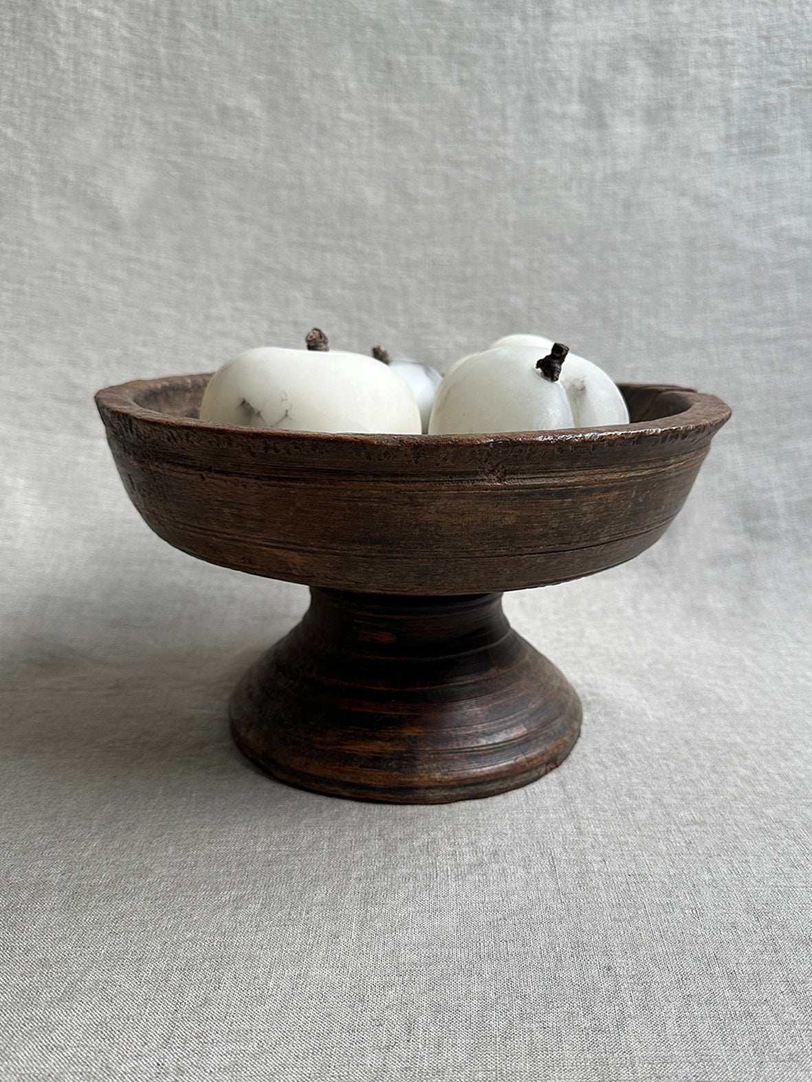 Antique wooden pedestal bowl