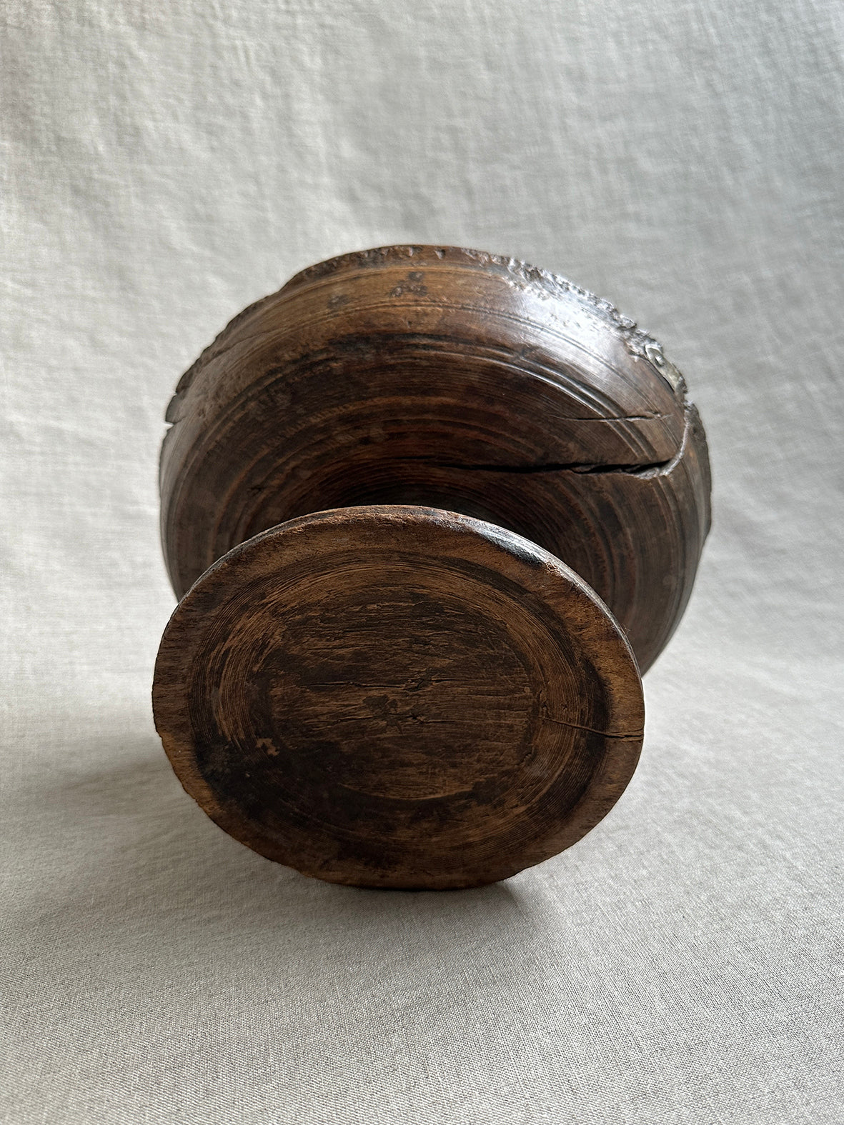 Antique wooden pedestal bowl