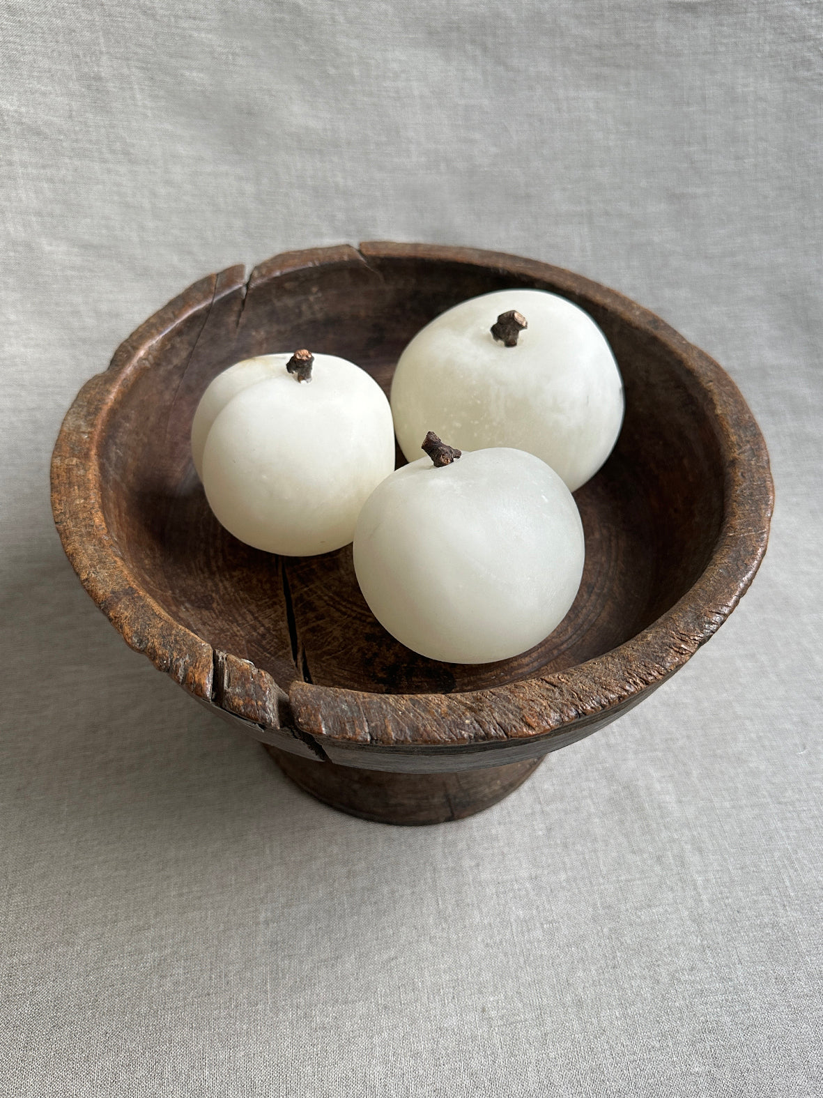 Antique wooden pedestal bowl