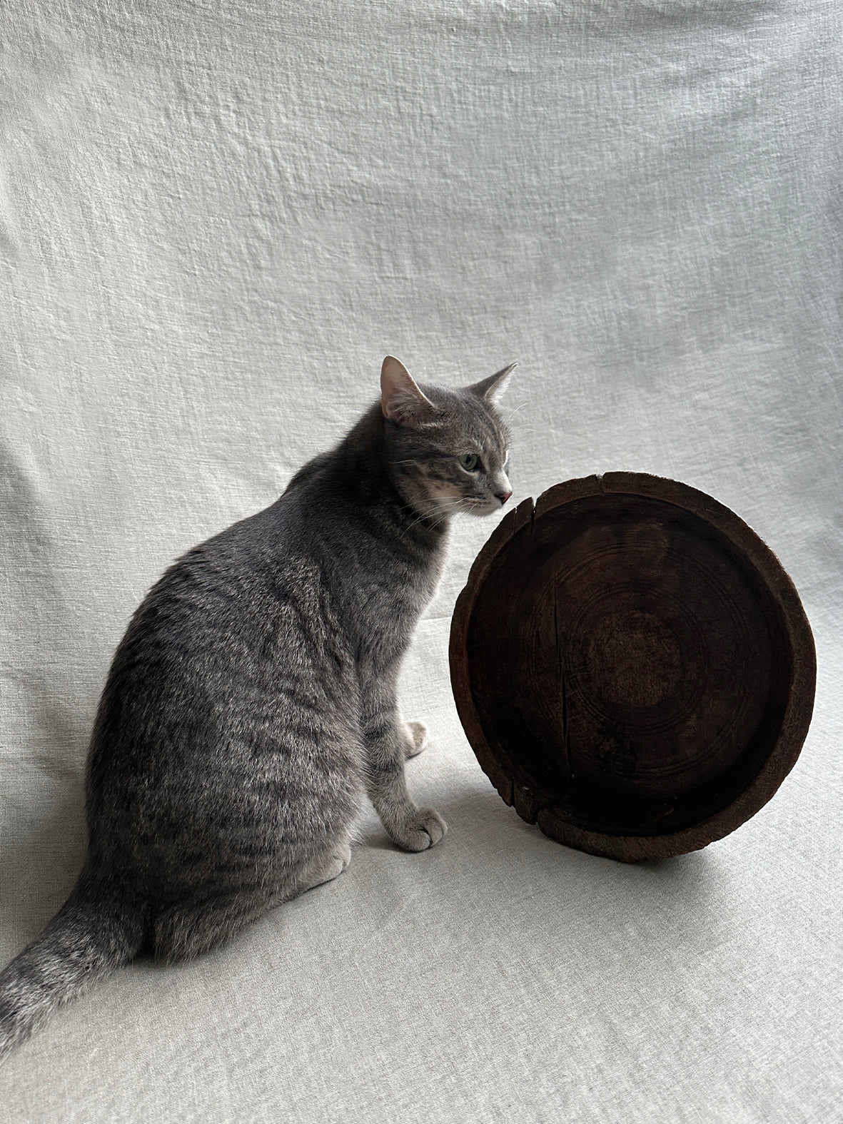 Antique wooden pedestal bowl