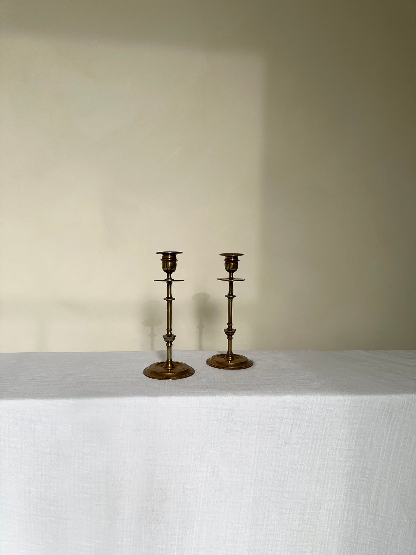 Pair of antique brass candlesticks