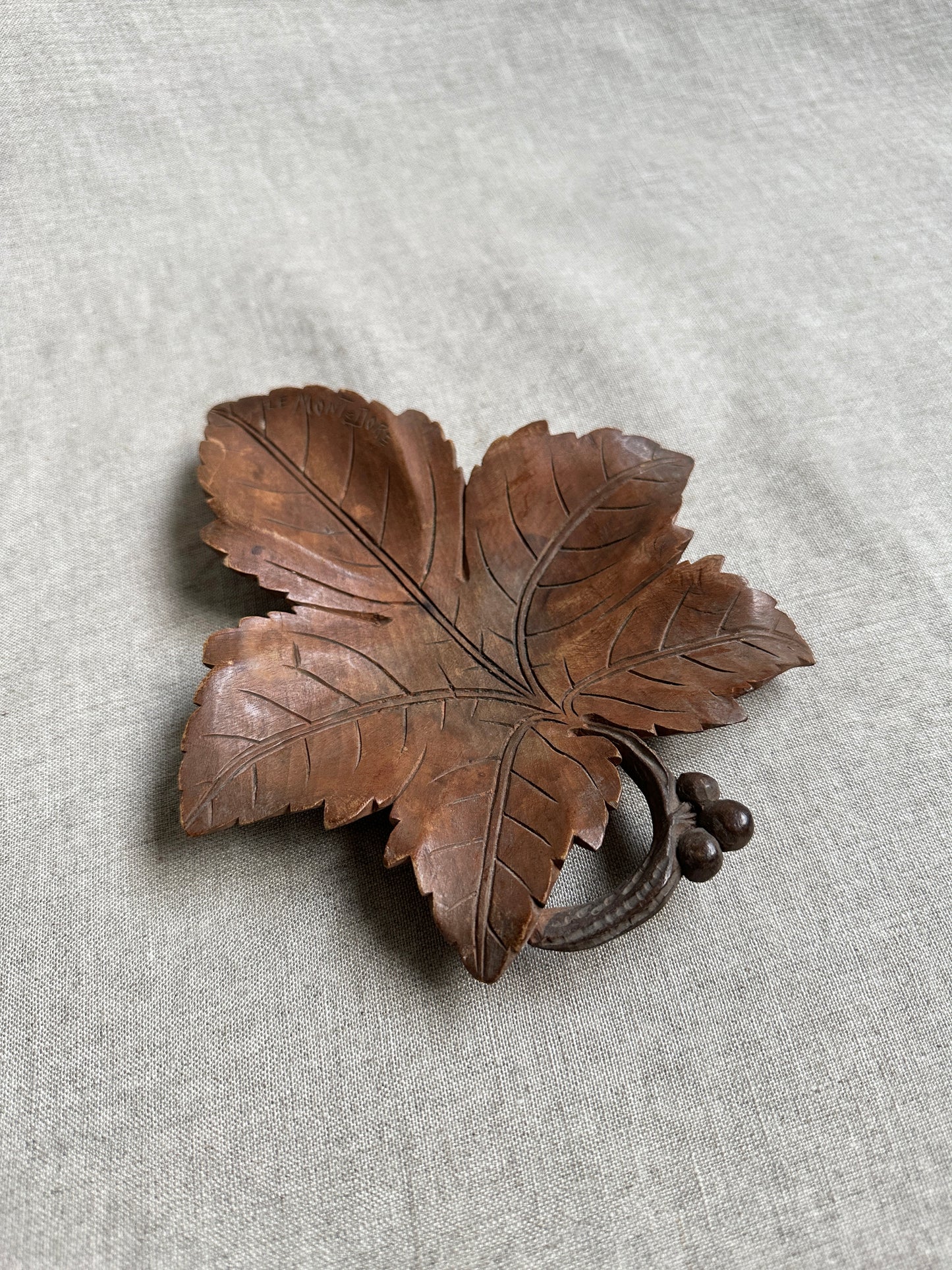 Vintage carved French vine leaf