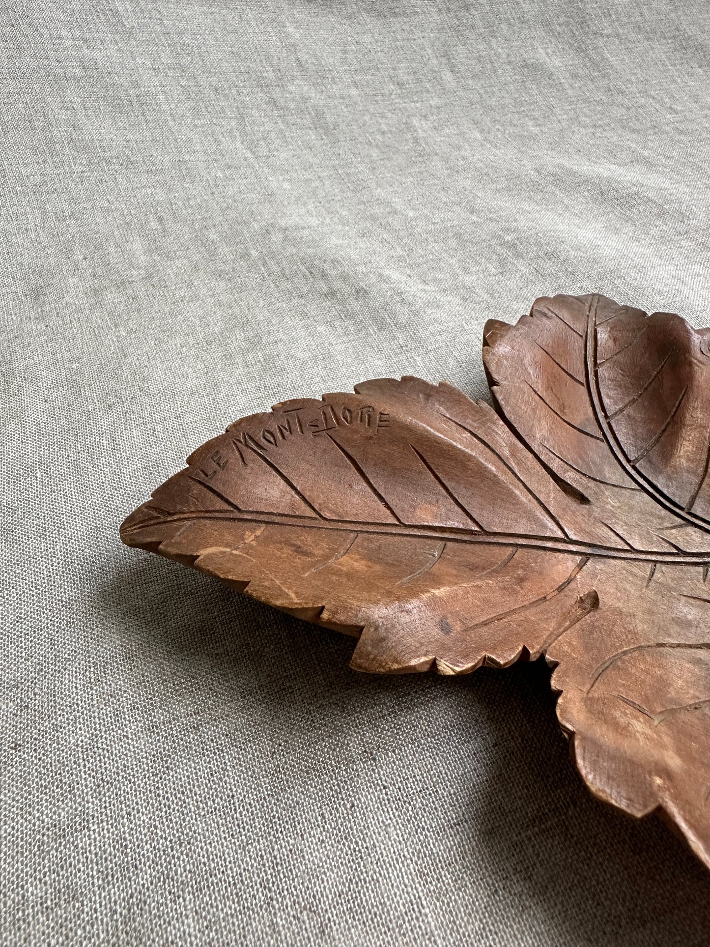 Vintage carved French vine leaf