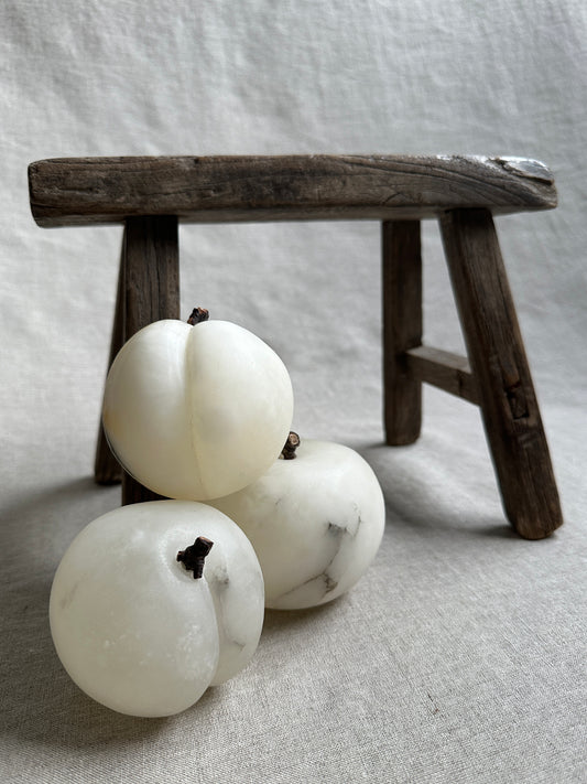 Carved calacatta marble fruit