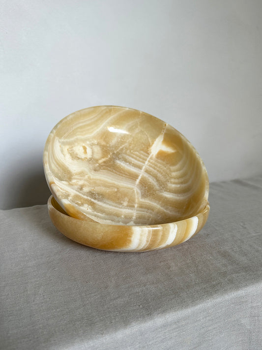 a pair of solid egyption alabaster bowls 