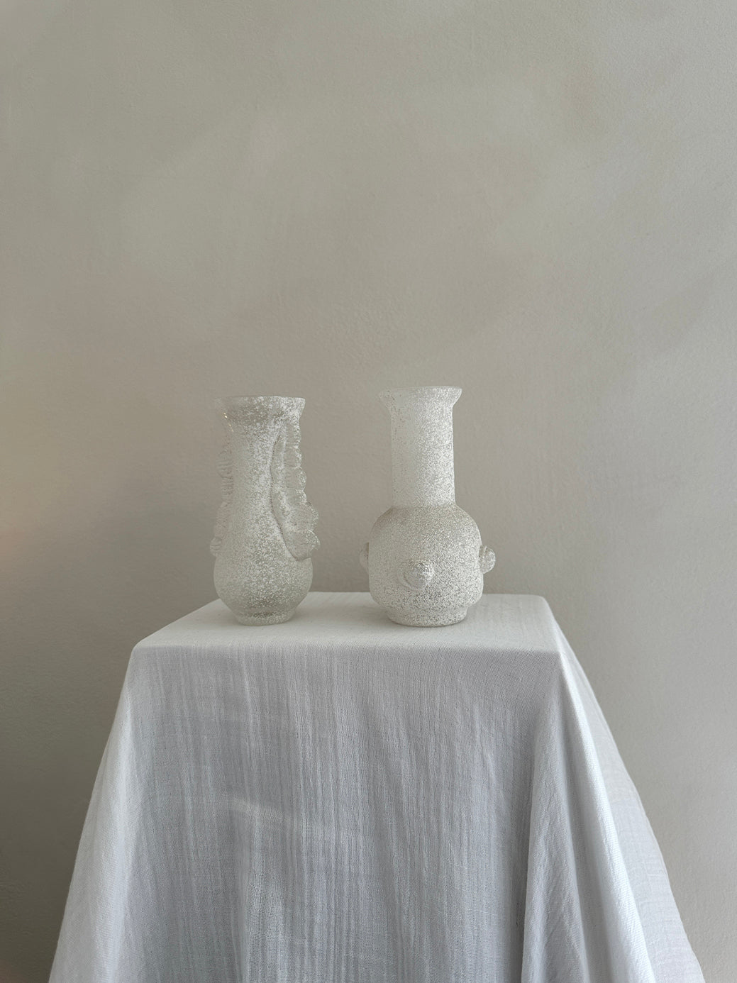 a vintage white vase from the highly celebrated murano scavo collection 