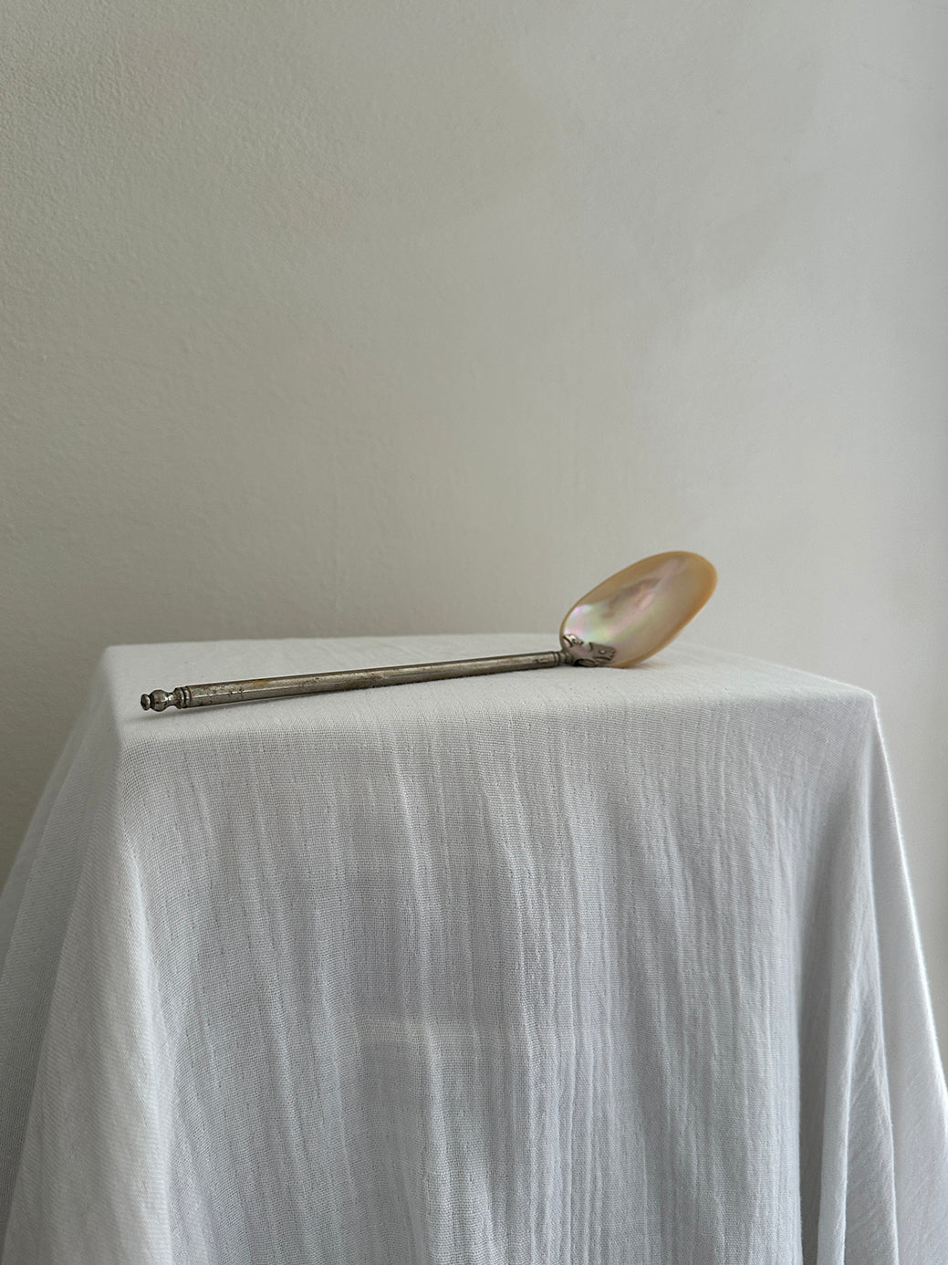 a beautiful silver-plated mother-of-pearl spoon