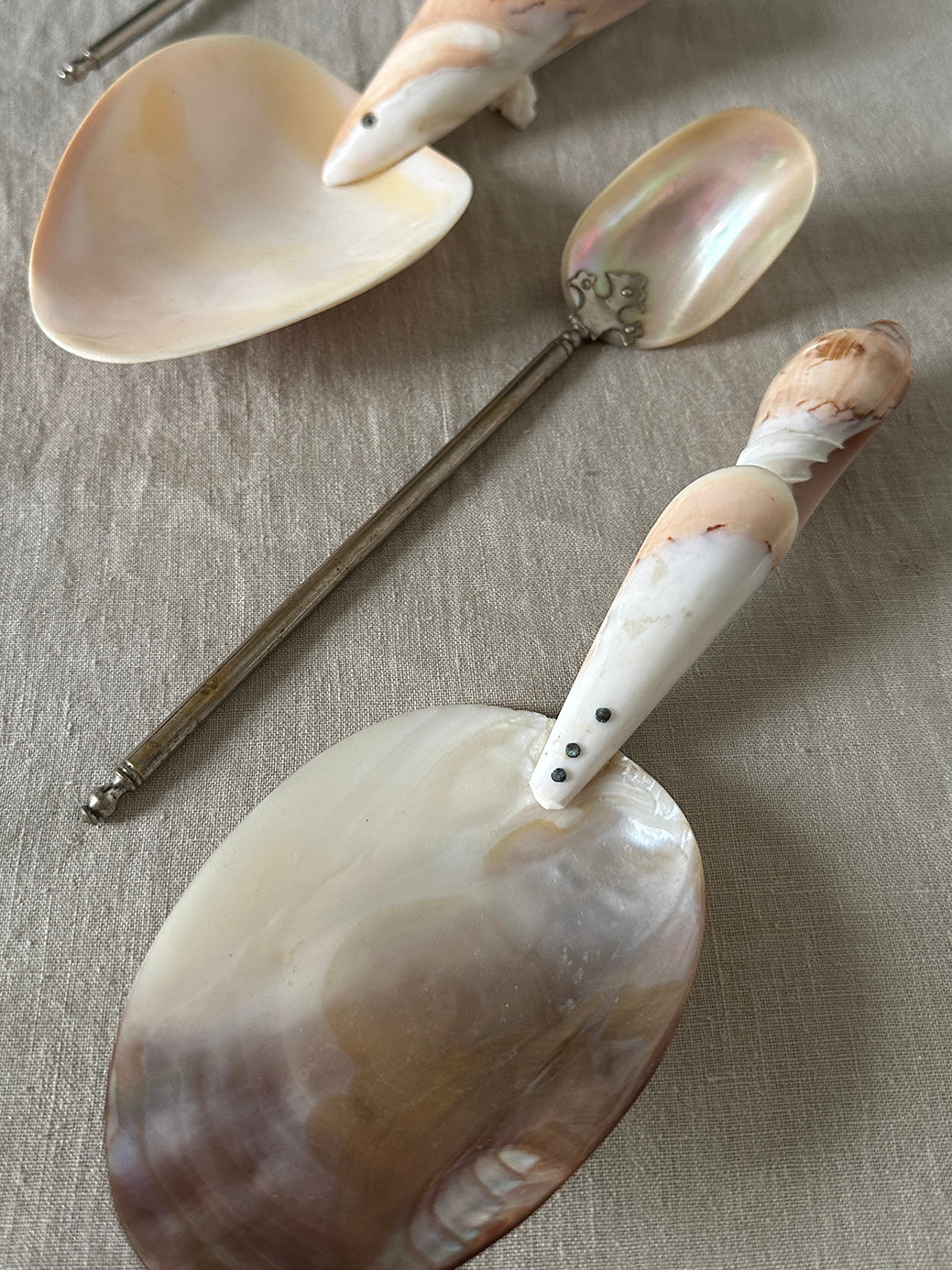 a beautiful silver-plated mother-of-pearl spoon