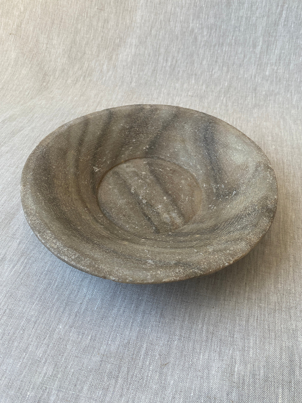a large vintage marble bowl hand carved in Indian marble