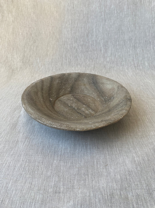 a large vintage marble bowl hand carved in Indian marble