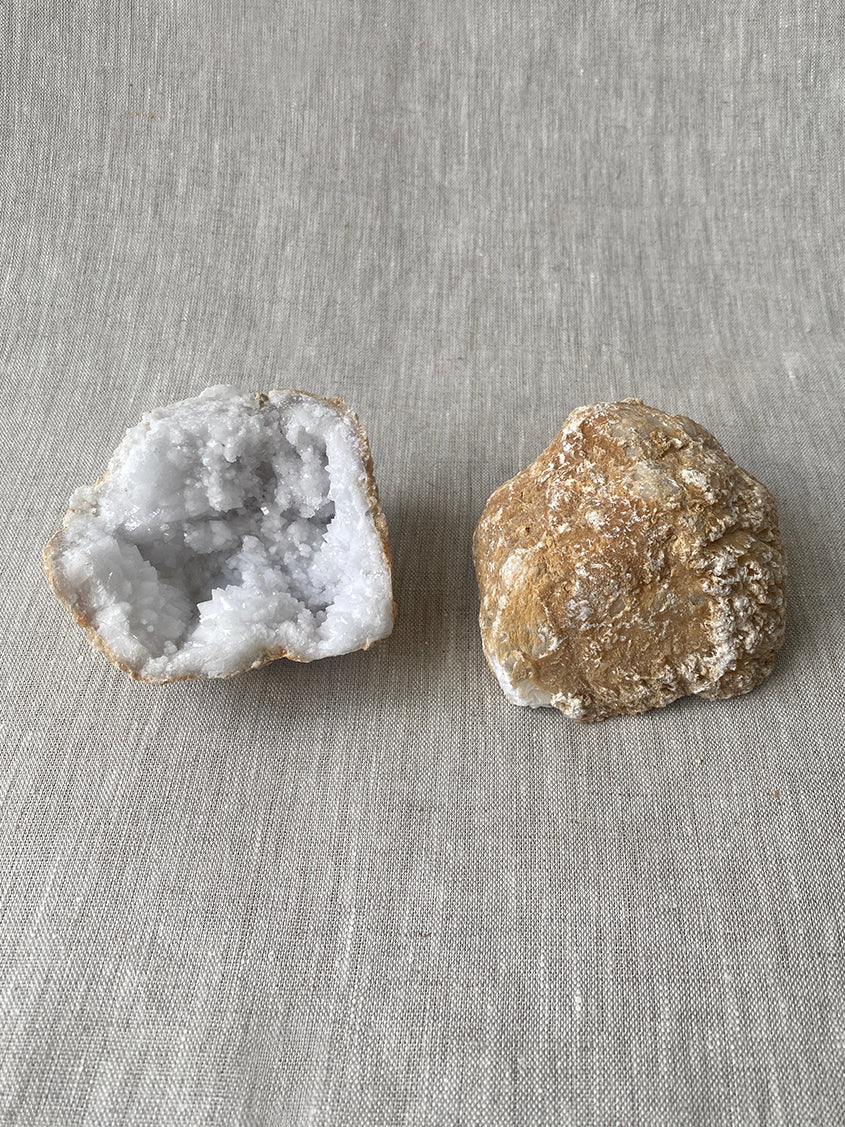 a selection of quartz geode crystals