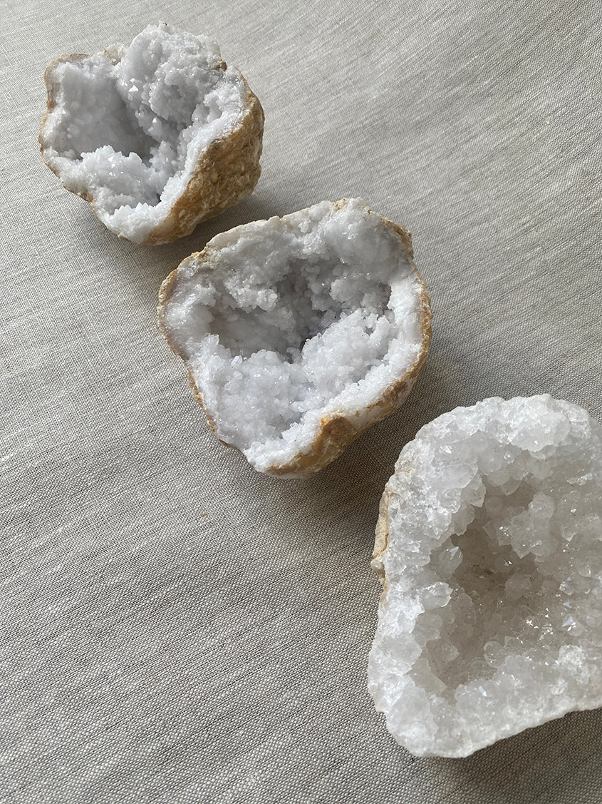 a selection of quartz geode crystals