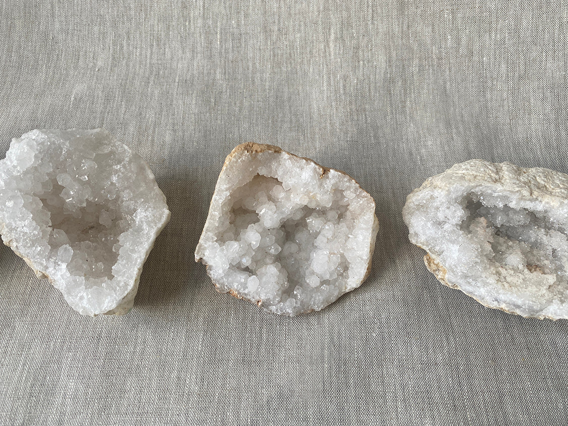 a selection of quartz geode crystals