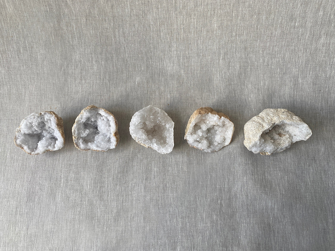 a selection of quartz geode crystals